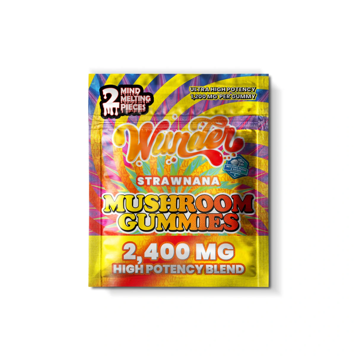 Wunder High Potency Mushroom Gummies — Strawnana — 2ct